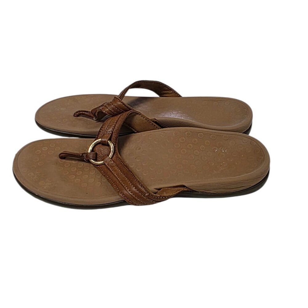 Vionic Womens Leather Thong Sandals, Brown, Slip On - Picture 4 of 6